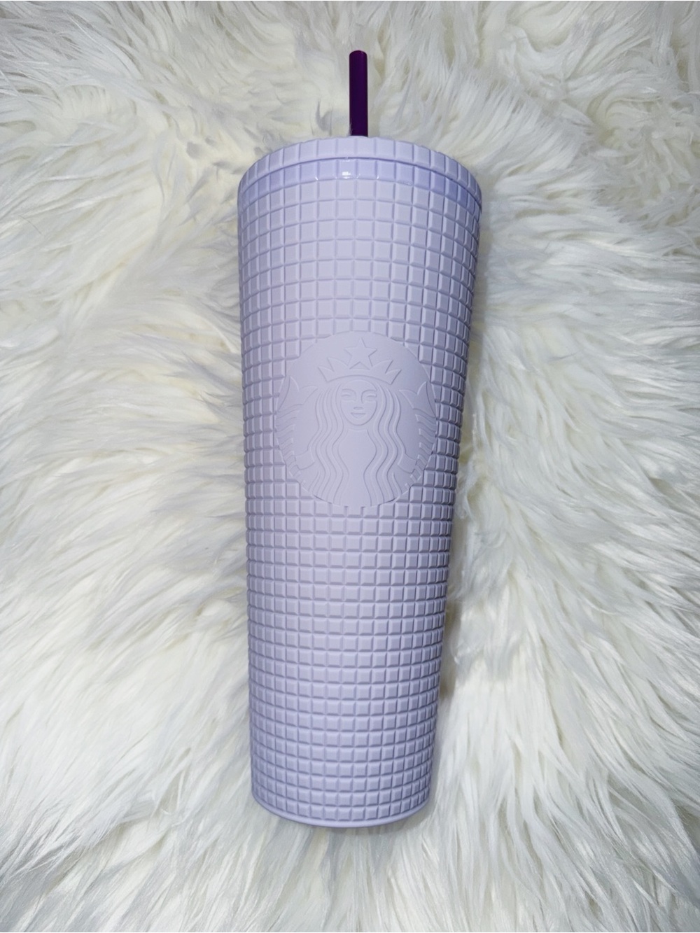 Starbucks Matte Purple Lilac Studded Diamond Grid Soft Touch Cold Cup Tumbler